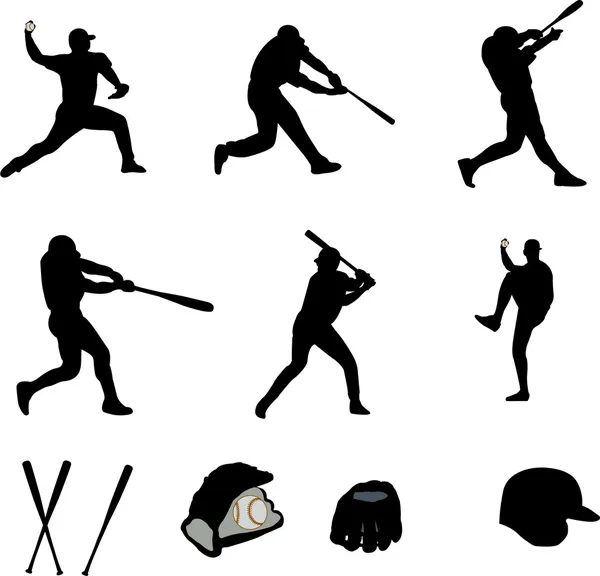 Baseball players collection - vector — Stock Vector