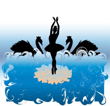 Ballet dancing with swans - vector clipart