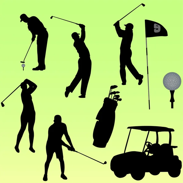 Coleção de jogadores de golfe - vetor — Vetor de Stock
