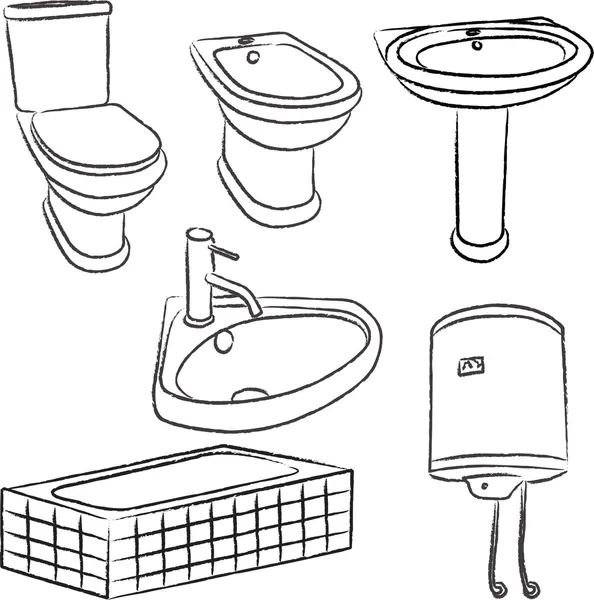 浴室的对象-矢量 — 图库矢量图片