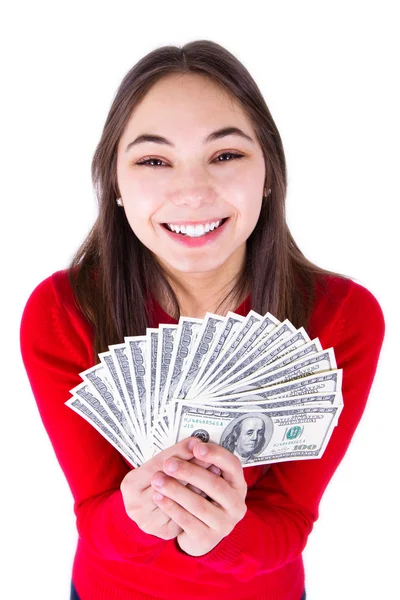 Adolescent excité avec de l'argent — Photo
