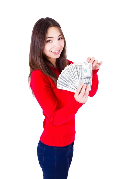 Woman and Her Money — Stock Photo, Image