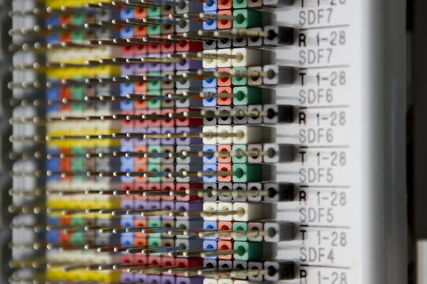 Telecommunications wire patch panel — Stock Photo, Image
