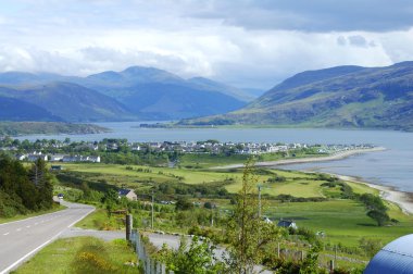 Panorama of Ullapool in north west highlands of scotland clipart