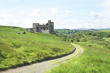 Crighton Castle and hills of Midlothian clipart