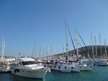 View of the yachts in the bay