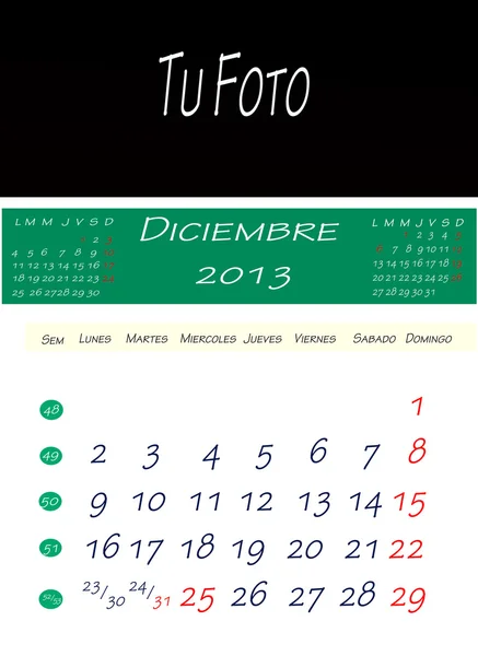 Kalender Dezember 2013 — Stockfoto