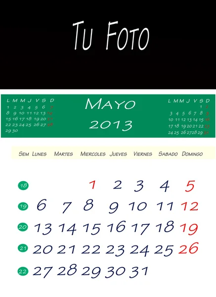 Kalender van mei 2013 — Stockfoto