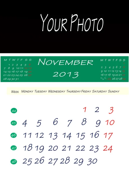 Kalender van november 2013 — Stockfoto