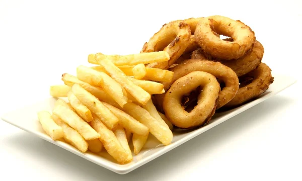 Placa de calamar y patatas fritas — Foto de Stock