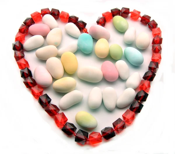 Necklace red heart-shaped — Stock Photo, Image