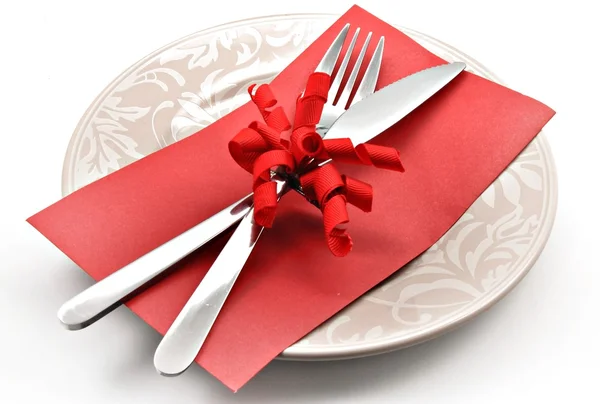 Kapaklı tabak ve hediye kartı — Stok fotoğraf