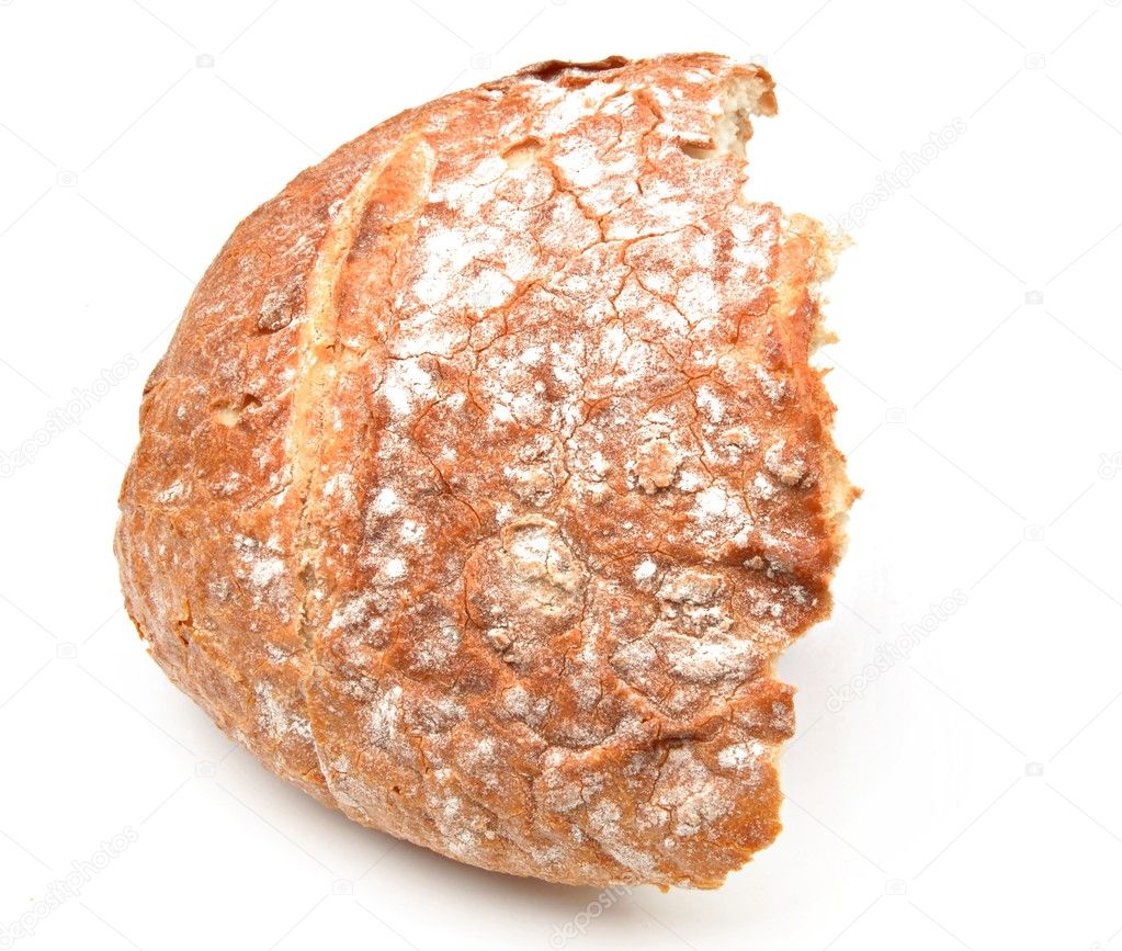 Bread cut in half