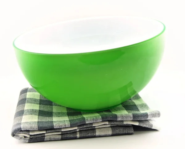 Зелена миска на серветці — стокове фото