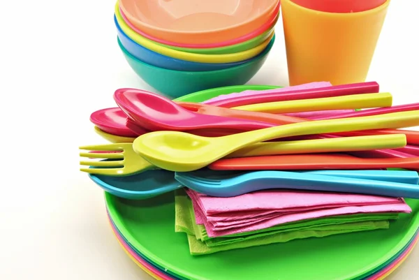 Oggetti per la tavola in plastica — Foto Stock