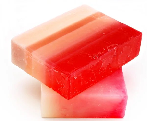 Δύο σαπούνια με κόκκινο χρώμα — Φωτογραφία Αρχείου