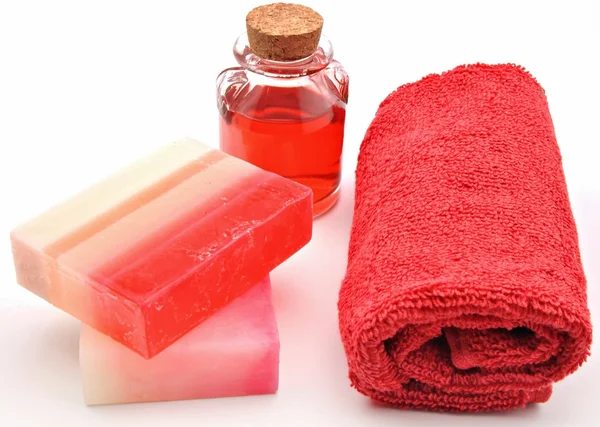 Ręczniki i mydło kolory — Zdjęcie stockowe