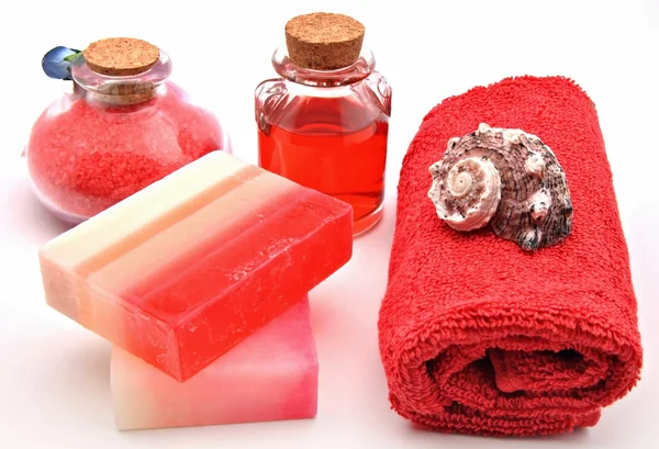 毛巾和香皂的颜色 — 图库照片