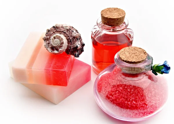 红色肥皂与盐浴 — 图库照片