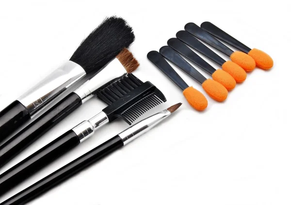 Várias escovas de maquiagem — Fotografia de Stock