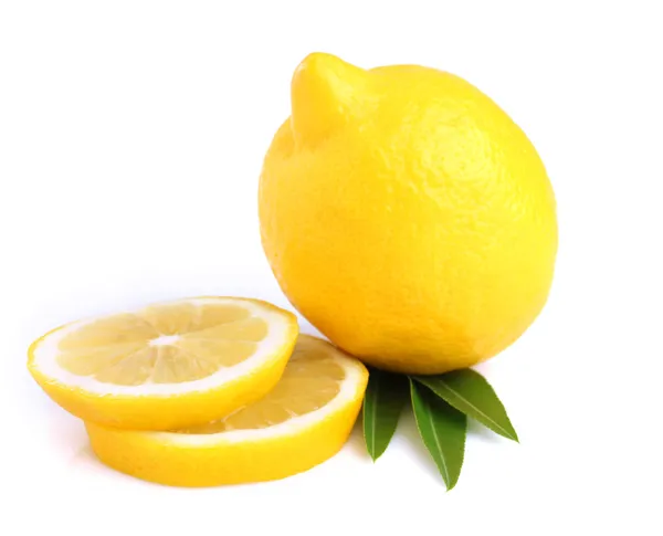 Skivad??citron på vit bakgrund — Stockfoto