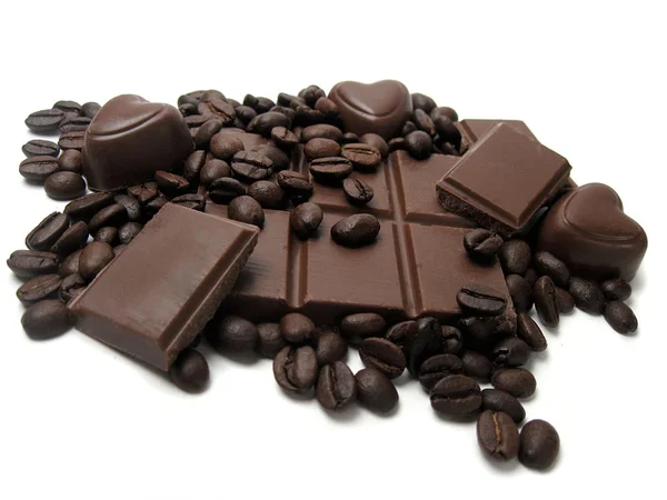 Chocolate with hearts — Stock Photo, Image