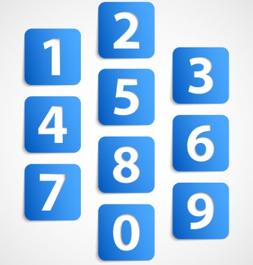 Ten blue 3d banners with numbers