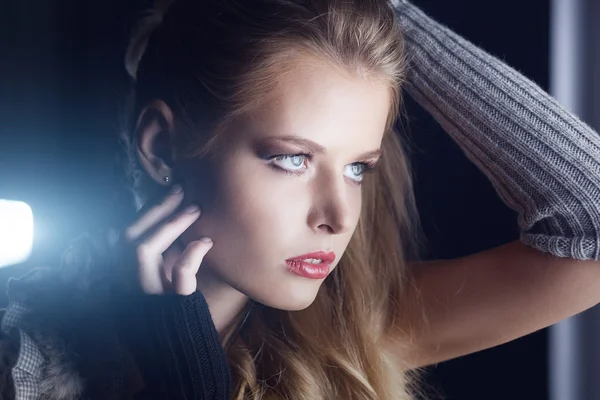 Close-up van mooie vrouw model. — Stockfoto