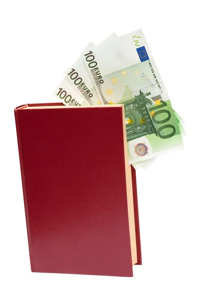 Pengar i bok, isolerade — Stockfoto