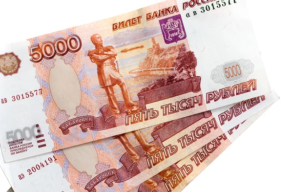 Bankovky ruské peníze, izolované — Stock fotografie