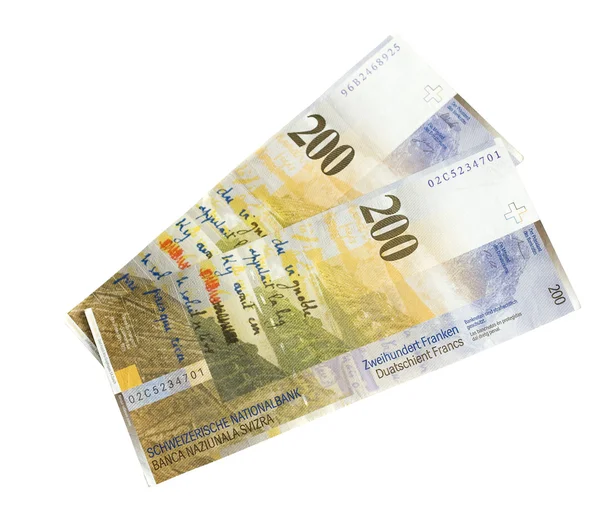 Francs suisses isolés sur blanc — Photo