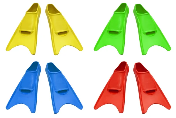 Collage of flippers on white — Stock Photo, Image