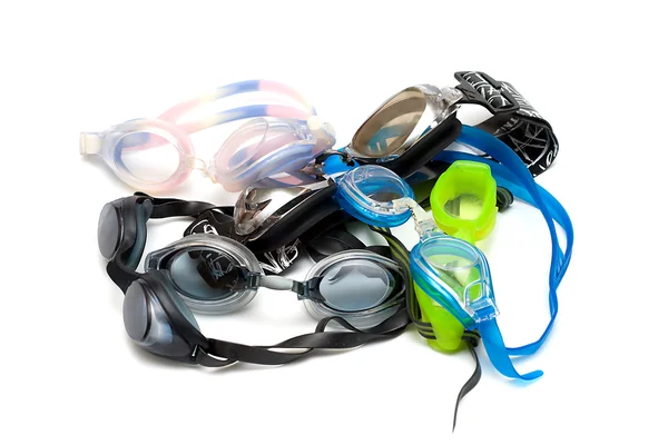 Heap of goggles on white — Stock Photo, Image