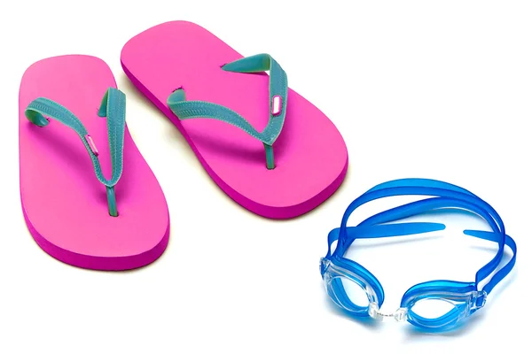 Sandals and goggles — Stock Photo, Image