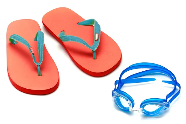 Sandals and goggles — Stock Photo, Image