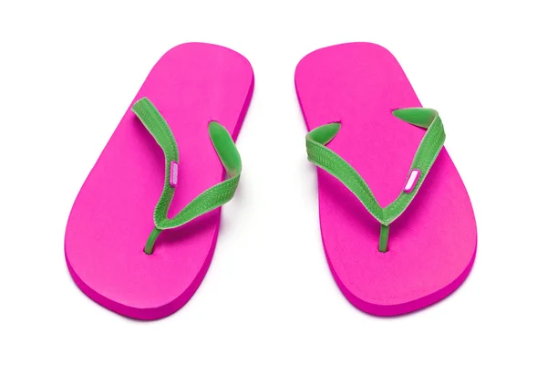 Sandálias cor de rosa em branco — Fotografia de Stock