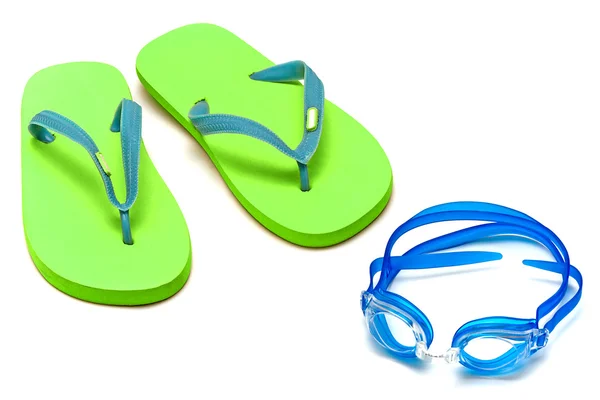 Sandalen en goggles — Stockfoto