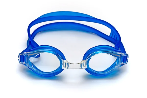 Gafas azules para nadar sobre fondo blanco —  Fotos de Stock