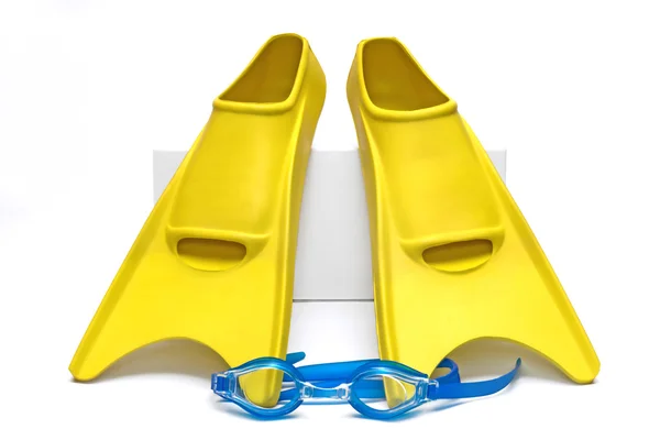Yellow flippers isolated on white background — Stock Photo, Image