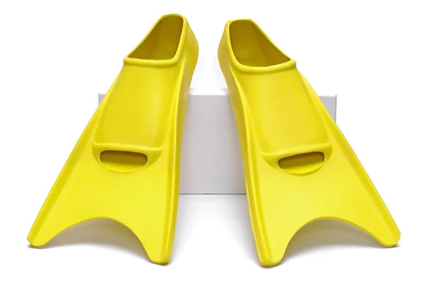 Gele flippers witte achtergrond — Stockfoto