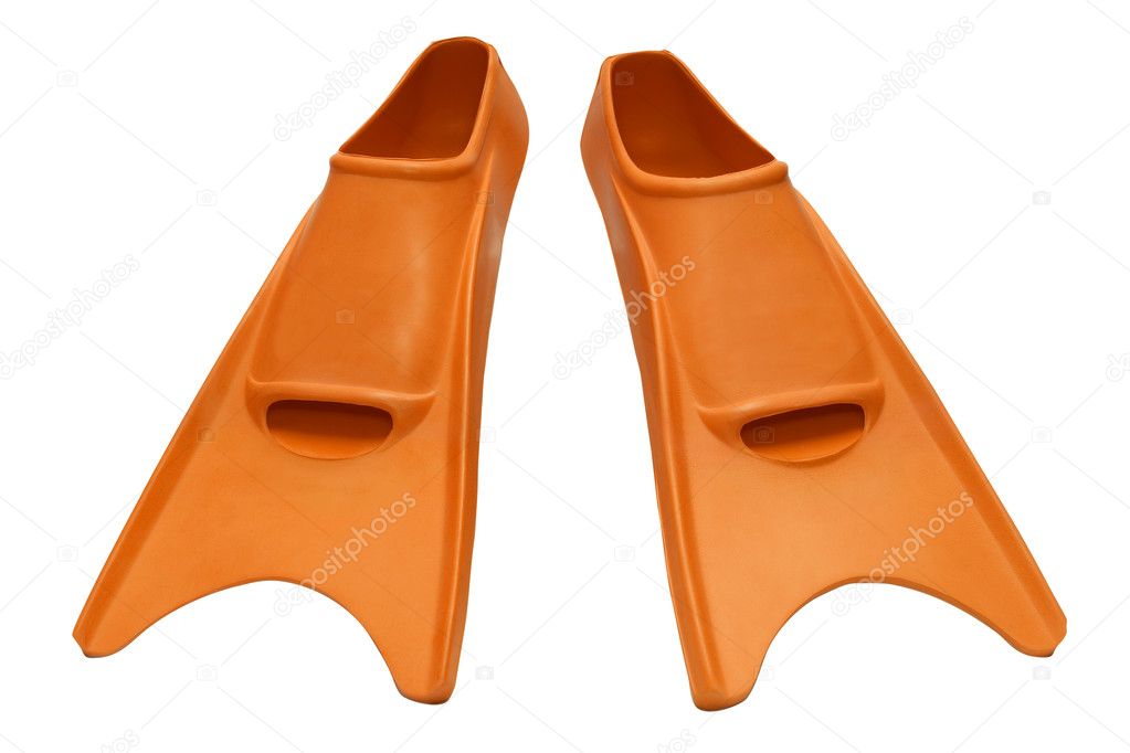 Orange flippers isolated