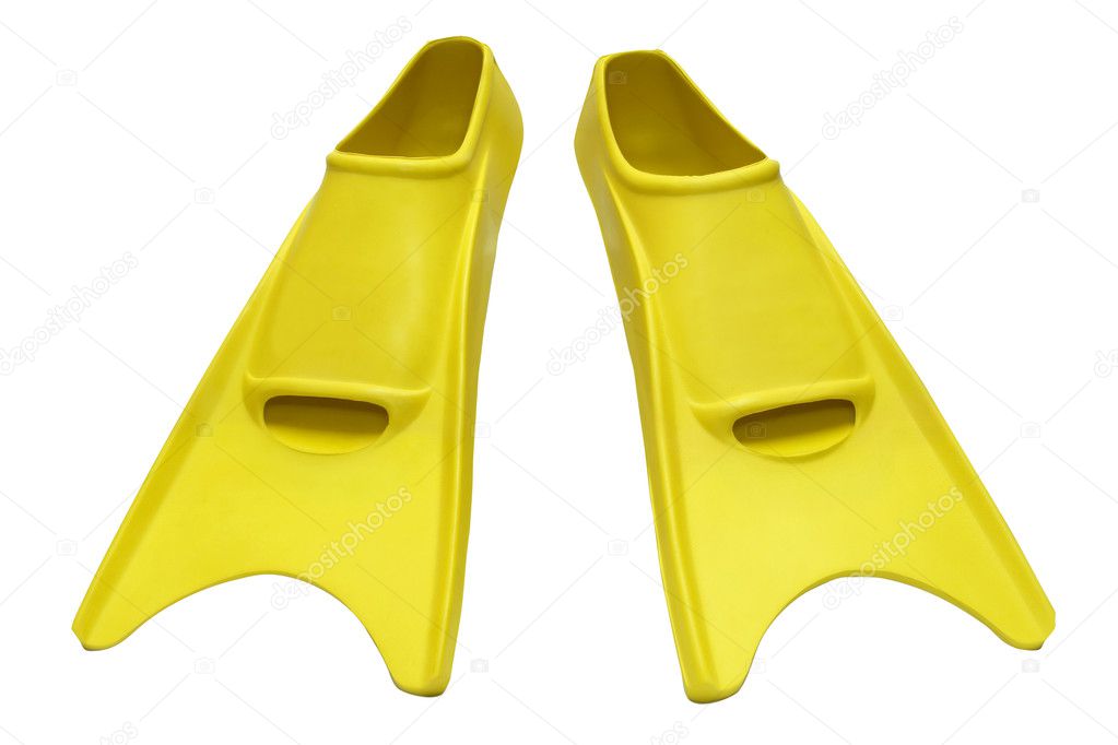 Yellow flippers isolated