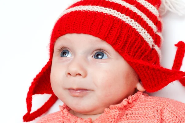 빨간 모자에 있는 행복 한 소년 — 스톡 사진