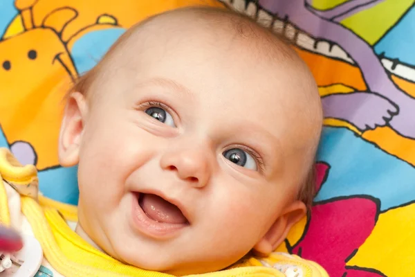 Happy baby lies on a back — Stock Photo, Image