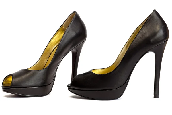 Fekete magas - sarkú cipő — Stock Fotó