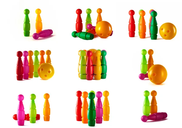 De kleurrijke kommen gemonteerd op verschillende manieren — Stockfoto