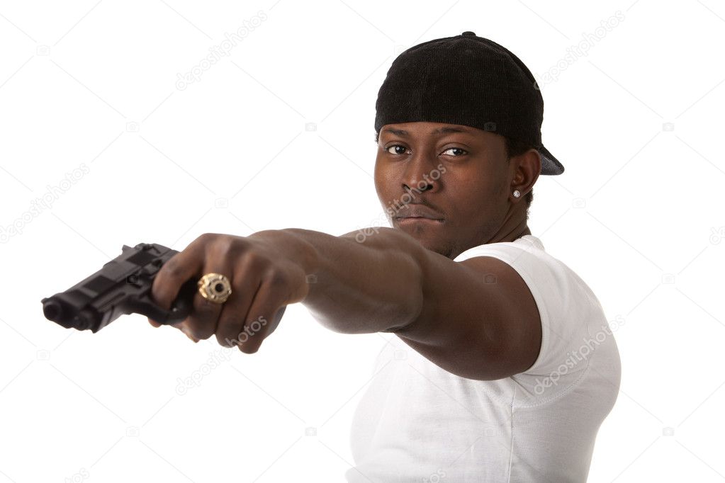 Download - Image of young thug with a gun - Stock Image. 