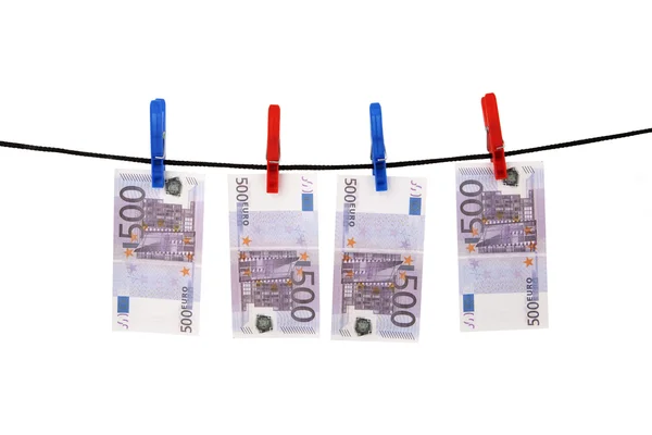 Euros hanging on a rope — Stock Photo, Image