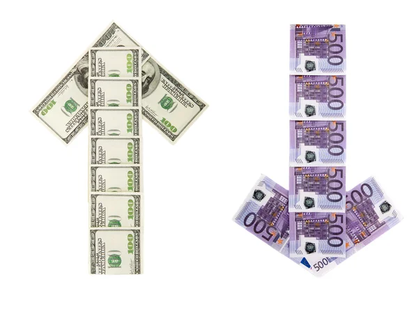 Dollar und Euro Stockbild