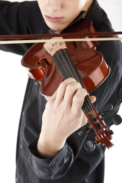 Bild pojke spela fiol Stockbild